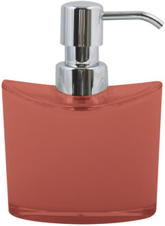 MSV Zeeppompje/zeepdispenser Aveiro - PS kunststof - terracotta/zilver - 11 x 14 cm - 260 ml