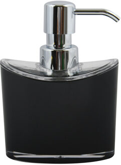 MSV Zeeppompje/zeepdispenser Aveiro - PS kunststof - zwart/zilver - 11 x 14 cm - 260 ml