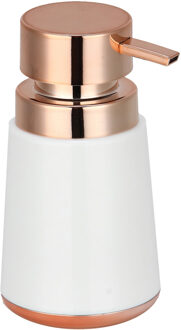 MSV Zeeppompje/zeepdispenser Coruna - PS kunststof - wit/koper - 8 x 15 cm - 250 ml
