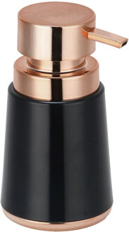 MSV Zeeppompje/zeepdispenser Coruna - PS kunststof - zwart/koper - 8 x 15 cm - 250 ml