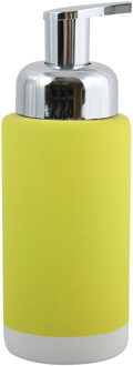 MSV Zeeppompje/zeepdispenser Enzo - keramiek - appelgroen/zilver - 6.5 x 18 cm - 275 ml