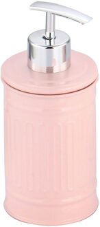 MSV Zeeppompje/zeepdispenser Industrial - metaal - lichtroze/zilver - 7.5 x 17 cm - 250 ml