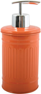 MSV Zeeppompje/zeepdispenser Industrial - metaal - oranje/zilver - 7.5 x 17 cm - 250 ml