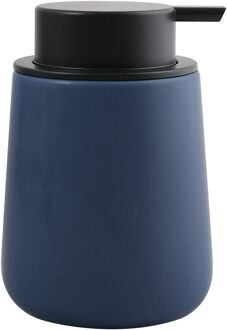 MSV Zeeppompje/zeepdispenser Malmo - Keramiek - donkerblauw/zwart - 8,5 x 12 cm - 300 ml