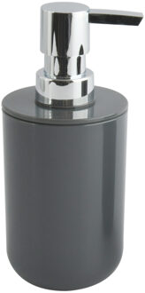 MSV Zeeppompje/zeepdispenser Porto - PS kunststof - donkergrijs/zilver - 7 x 16 cm - 260 ml