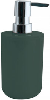 MSV Zeeppompje/zeepdispenser Porto - PS kunststof - donkergroen/zilver - 7 x 16 cm - 260 ml