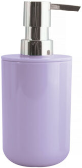 MSV Zeeppompje/zeepdispenser Porto - PS kunststof - lila paars/zilver - 7 x 16 cm - 260 ml