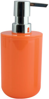 MSV Zeeppompje/zeepdispenser Porto - PS kunststof - oranje/zilver - 7 x 16 cm - 260 ml