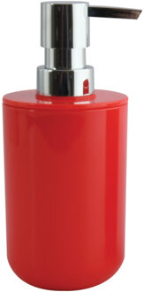 MSV Zeeppompje/zeepdispenser Porto - PS kunststof - rood/zilver - 7 x 16 cm - 260 ml