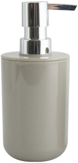 MSV Zeeppompje/zeepdispenser Porto - PS kunststof - taupe/zilver - 7 x 16 cm - 260 ml