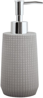MSV Zeeppompje/zeepdispenser Squares - kunststeen - lichtgrijs - 7 x 18 cm - 275 ml