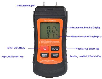 MT-02 Twee Pins Digital Hout Vochtmeter Papier Vochtigheid Tester Muur Hygrometer Timber Vochtige Detector