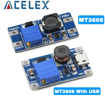 MT3608 DC-DC Adjustable Boost Module 2A Boost Plate Step Up Module with MICRO USB 2V-24V to 5V 9V 12V 28V