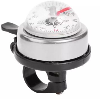 Mtb Bell Met Kompas Fietsbel Mountainbike Auto Bel Aluminiumlegering Kompas Bel Hoorn Auto Bel Voor Fiets Stuur zilver