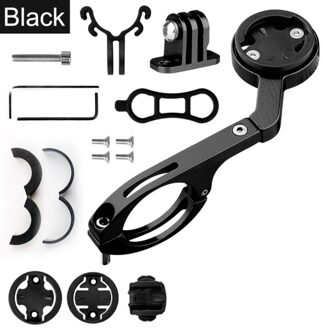 Mtb Bike Computer Houder Stopwatch Beugel Fiets Handleabr Extension Snelheidsmeter Mount Houder Beugel Voor Garmin Bryton zwart