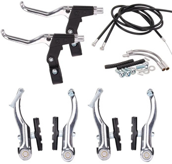 MTB BMX Folding Road and Mountain Bicycle Bikes V Brake And Lever And Cable (Front + Rear) Set Brake Sensitivity 12pcs/set