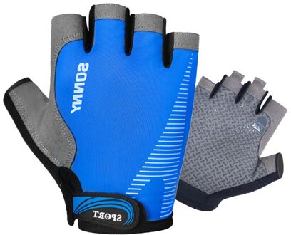 Mtb Fietsen Handschoenen Anti-Slip Ijs Zijde Fiets Handschoenen Half Vinger Ademende Handschoenen Voor Fiets Accessoires Fiets Handschoenen Blauw