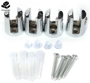 MTGATHER 4Pcs Round Shelves Support Brackets Clamps Clips For 4-6mm Glass Wooden Acrylic Adjustable Screw