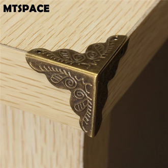 MTSPACE 10pcs/Set Classical Jewelry Box Corner Foot Wooden Case Corner Protector Bronze Tone Flower Pattern Carved Metal Crafts