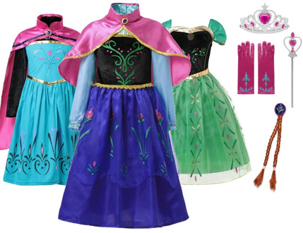 MUABABY Anna Elsa Dress Up Fancy Clothes for Girl Floral Birthday Party Gown Children Kids Snowflake Halloween Princess Costume