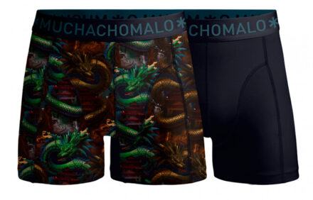 Muchachomalo 2-pack dragon1010-01 print blue heren boxe - maat M Veelkleurig