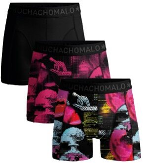 Muchachomalo 3 stuks Cotton Stretch Binary Boxer * Actie * Versch.kleure/Patroon,Zwart - Large,X-Large,XX-Large