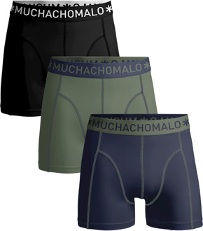 Muchachomalo Basis Collectie Jongens Boxershorts - 3 pack - Donkerblauw/Legergroen/Zwart - 122/128