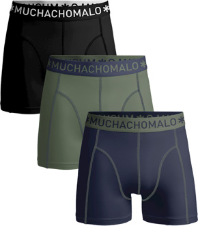 Muchachomalo Basiscollectie Jongens Boxershorts - 3 pack - Donkerblauw/Legergroen/Zwart - 158/164