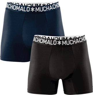 Muchachomalo Basiscollectie Light cotton Heren Boxershort - 2 pack - Donkerblauw/Zwart - Maat L