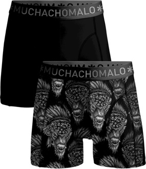 Muchachomalo Boxershorts 2-Pack Short Print Solid Zwart - M