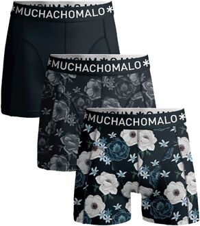 Muchachomalo Floral Boxershorts Heren (3-pack) donkergrijs - zwart - blauw - wit - 3XL