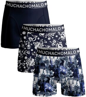 Muchachomalo Floraldino Boxershorts Heren (3-pack) donker blauw - wit - blauw - L