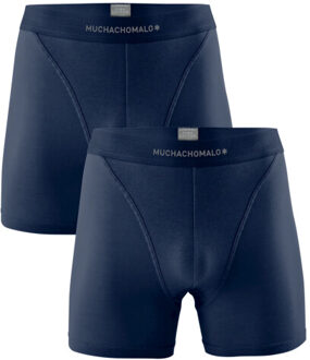 Muchachomalo Heren 2-pack boxershorts effen - maat M Blauw