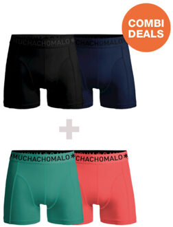 Muchachomalo Heren 2+2-pack boxershorts effen Veelkleurig - XL