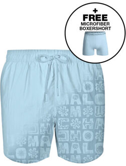 Muchachomalo Heren zwembroek print licht + gratis microfiber boxershort Blauw - S