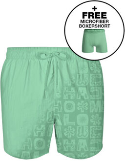 Muchachomalo Heren zwembroek print licht + gratis microfiber boxershort Groen - XXL