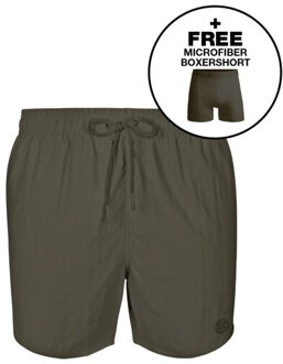 Muchachomalo Jongens zwembroek leger + gratis microfiber boxershort - maat 176 Groen