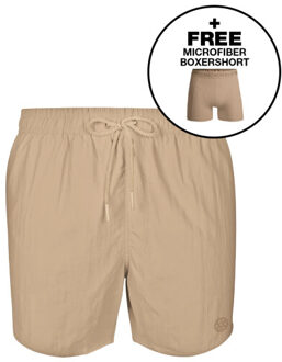 Muchachomalo Jongens zwembroek + gratis microfiber boxershort Beige - 122/128