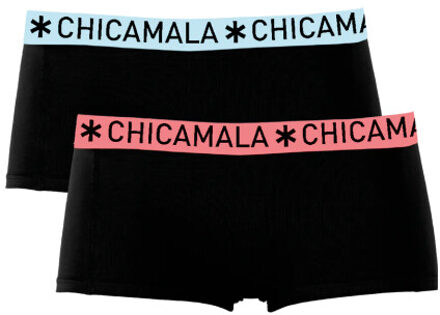 Muchachomalo Meisjes 2-pack boxershorts effen Zwart - 134/140