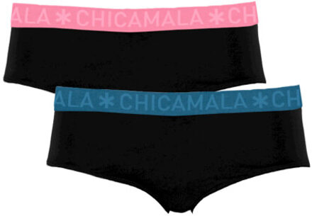 Muchachomalo Meisjes 2-pack hipster effen Zwart - 134/140