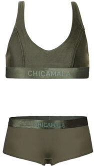 Muchachomalo Meisjes racerback bikini effen Groen - 134/140