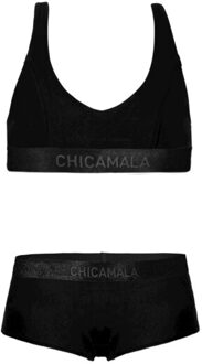 Muchachomalo Meisjes racerback bikini effen Zwart - 110/116