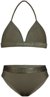 Muchachomalo Meisjes triangle top bikini effen Groen - 176