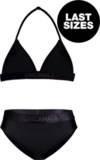 Muchachomalo Meisjes triangle top bikini effen Zwart - 110/116