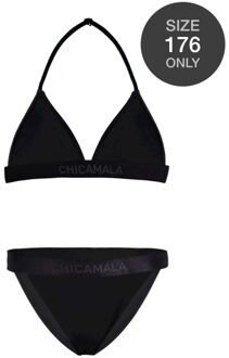 Muchachomalo Meisjes triangle top bikini effen Zwart - 110/116
