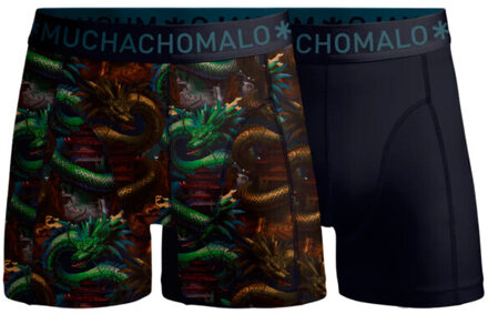 Muchachomalo Men 2-pack boxer shorts print/solid - maat L Veelkleurig