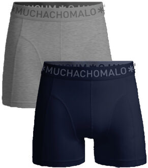 Muchachomalo Men 2-pack boxer shorts solid blue/grey melang heren boxers - - maat M Veelkleurig