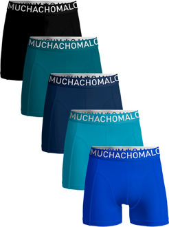 Muchachomalo Solid Boxers Heren (5-pack) zwart - blauw - L