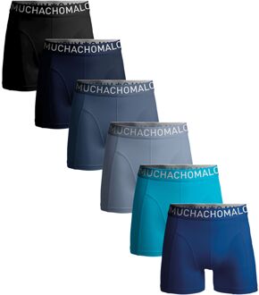 Muchachomalo Solid Boxershorts Heren (6-pack) lichtblauw - blauw - donkerblauw - zwart - XL