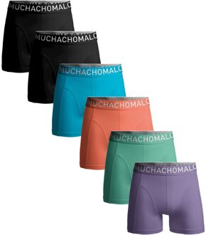 Muchachomalo Solid Boxershorts Heren (6-pack) paars - groen - blauw - oranje - zwart